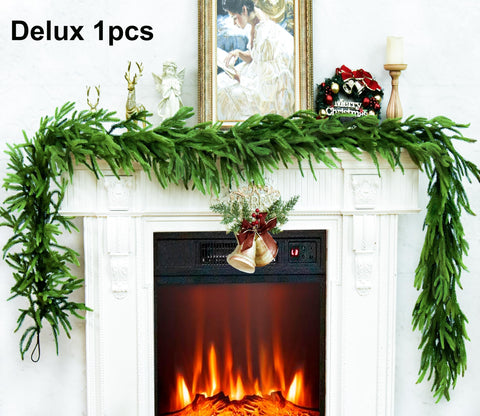 VersaCharm garland next to common objects to show 9 ft size and scale