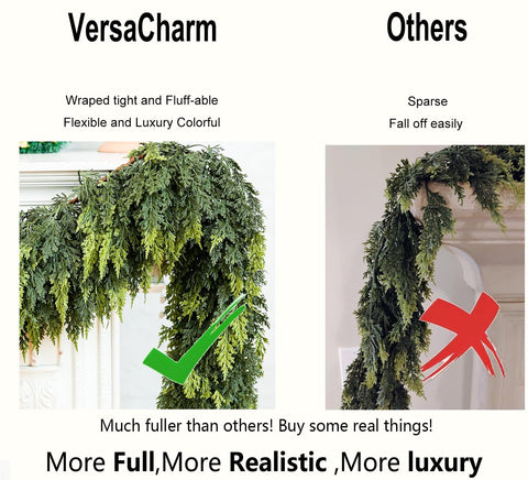 VersaCharm garland next to ruler showing 6ft length for accurate size planning