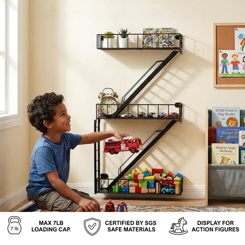 VERSATILE KAS three-tier display arranged with action figures for storytelling