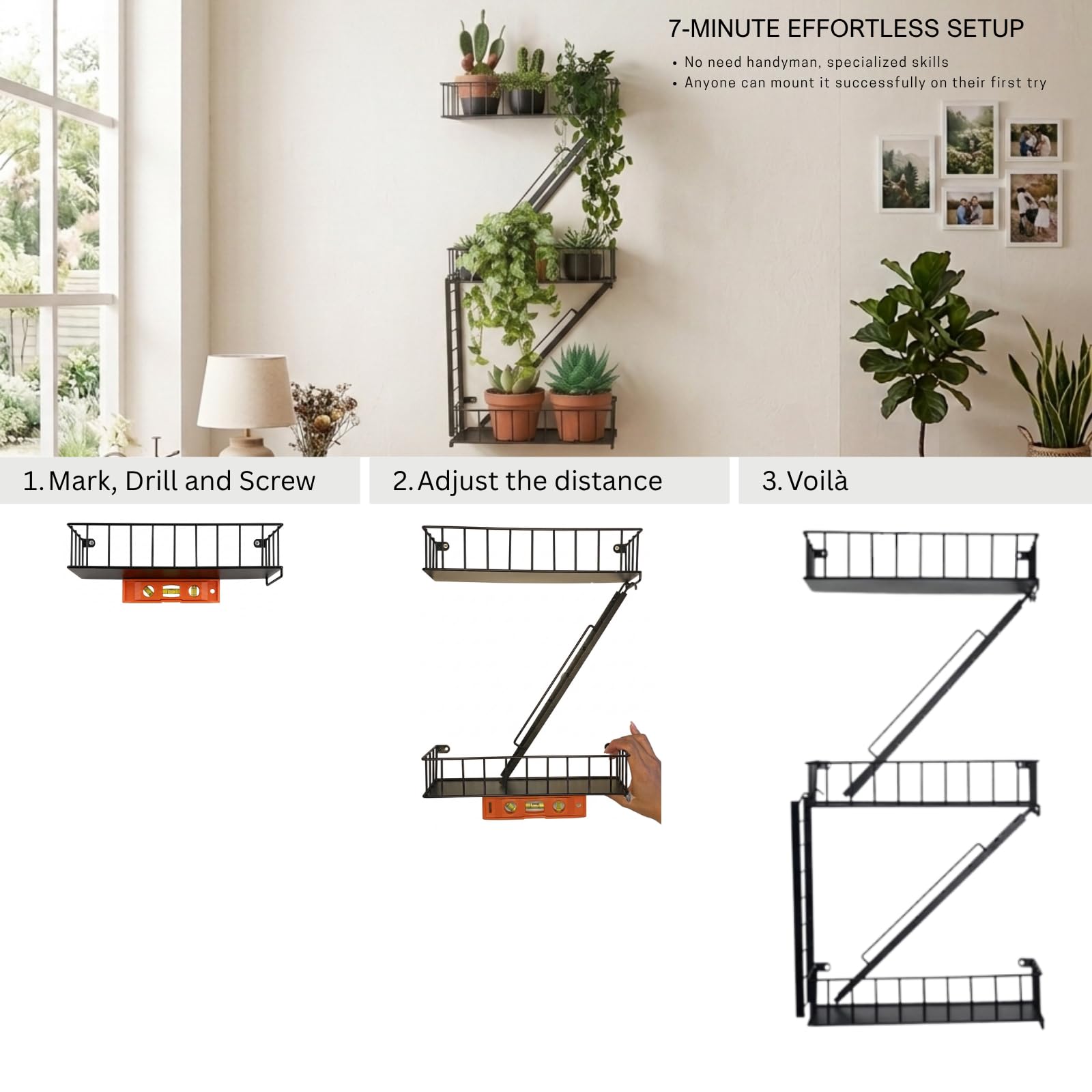 VERSATILE KAS shelf staged with plants and books for versatile use