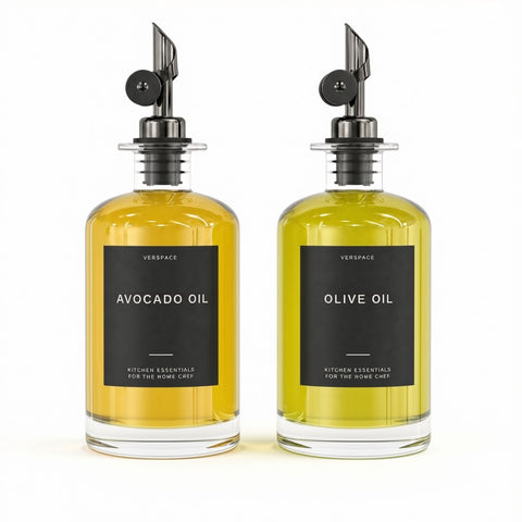 Verspace clear glass bottles front view showing minimalist design and easy identification