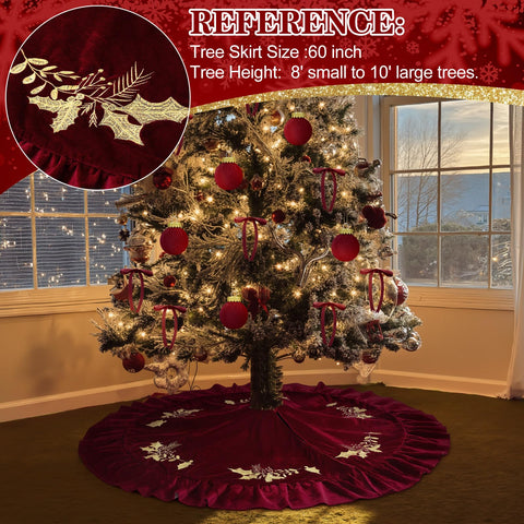 Vertintong tree skirt installed under decorated tree to conceal stand