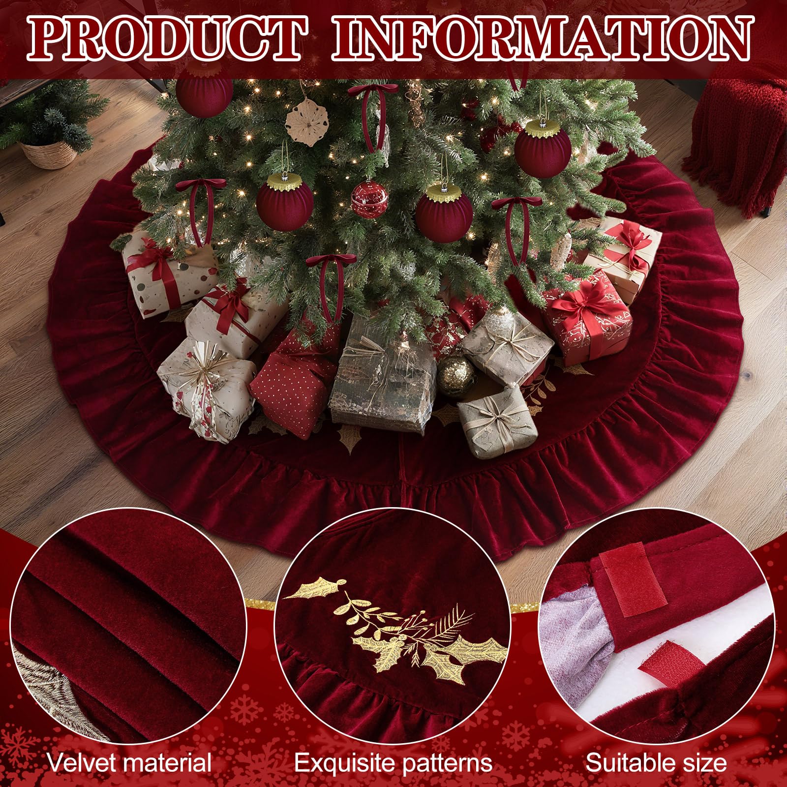 Vertintong skirt beside wrapped gifts to show 60-inch scale advantage
