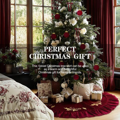 Vertintong velvet texture reflecting tree lights for warm festive sheen