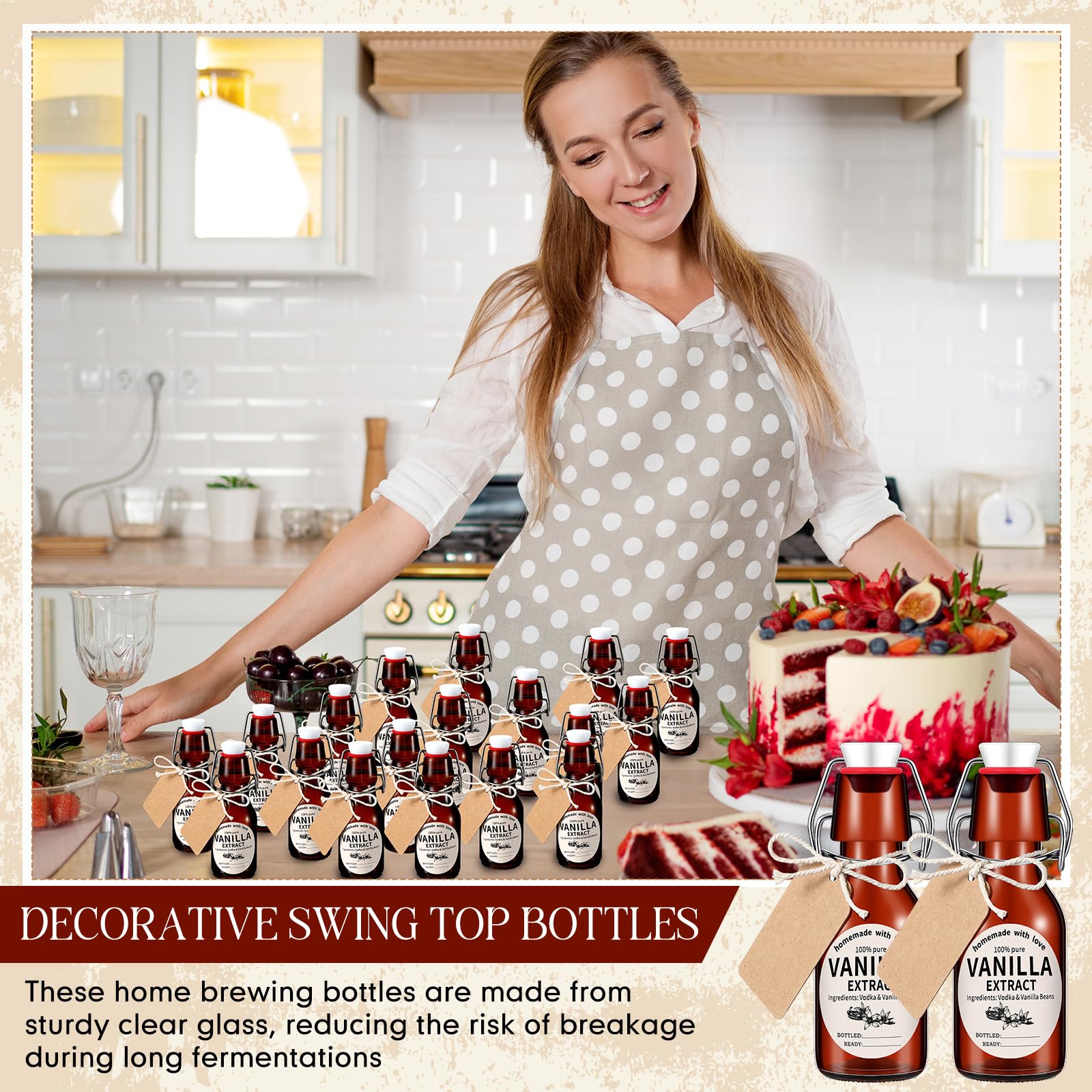 Vesici bottles staged on a kitchen table for serving and entertaining