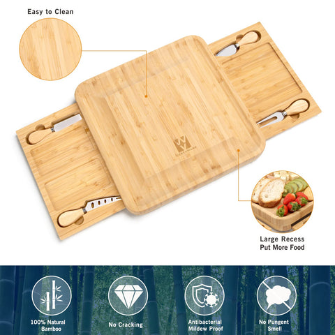 Vestaware charcuterie board in use with cheese and fruit for effortless entertaining