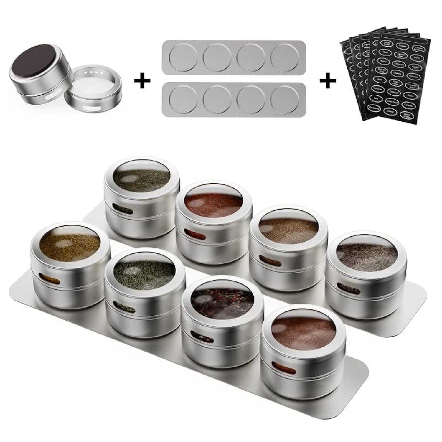 Vetacsion front view packaging showing eight tins and labels, organized and space-saving