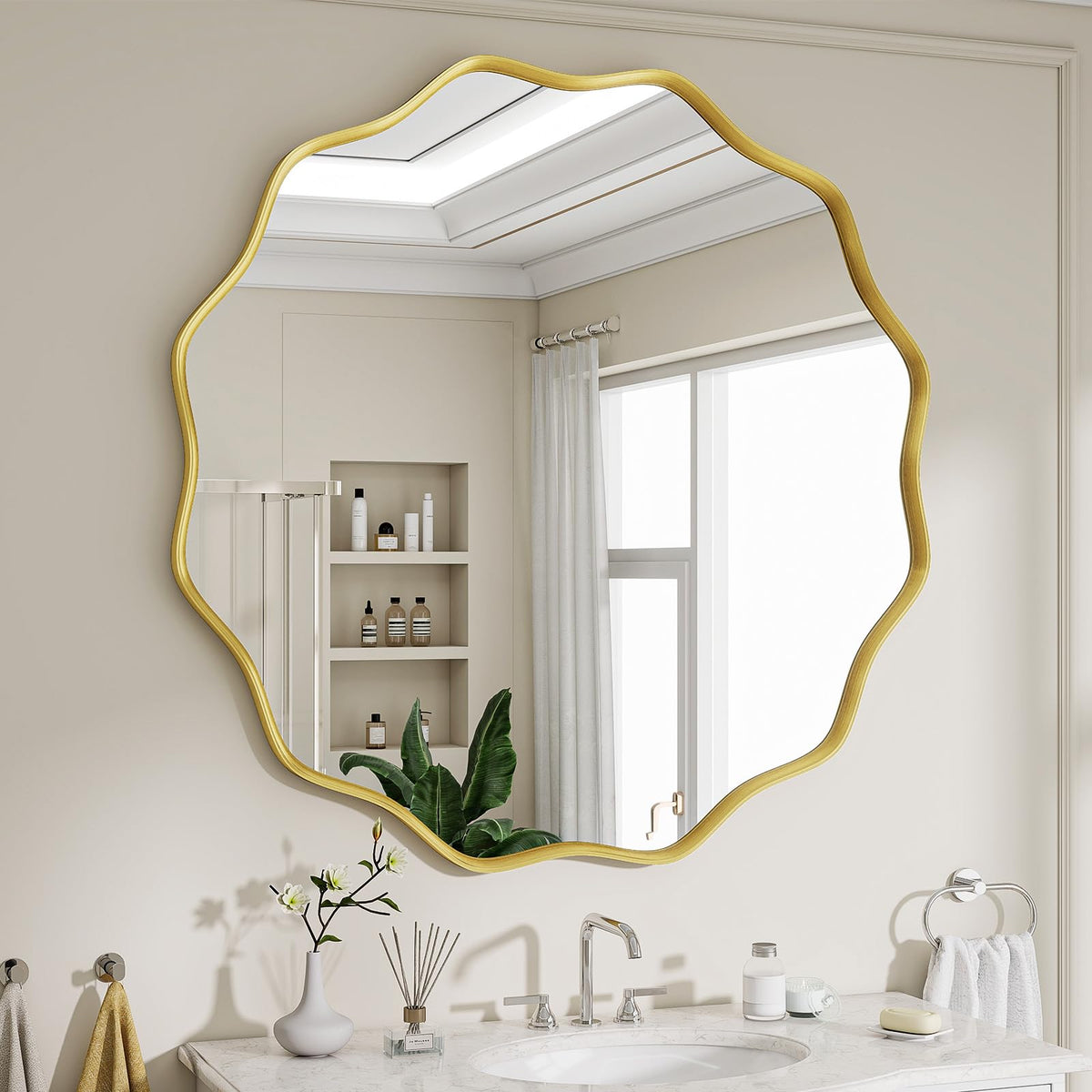 VETROVUE front view showing gold scalloped frame and clear reflection benefit
