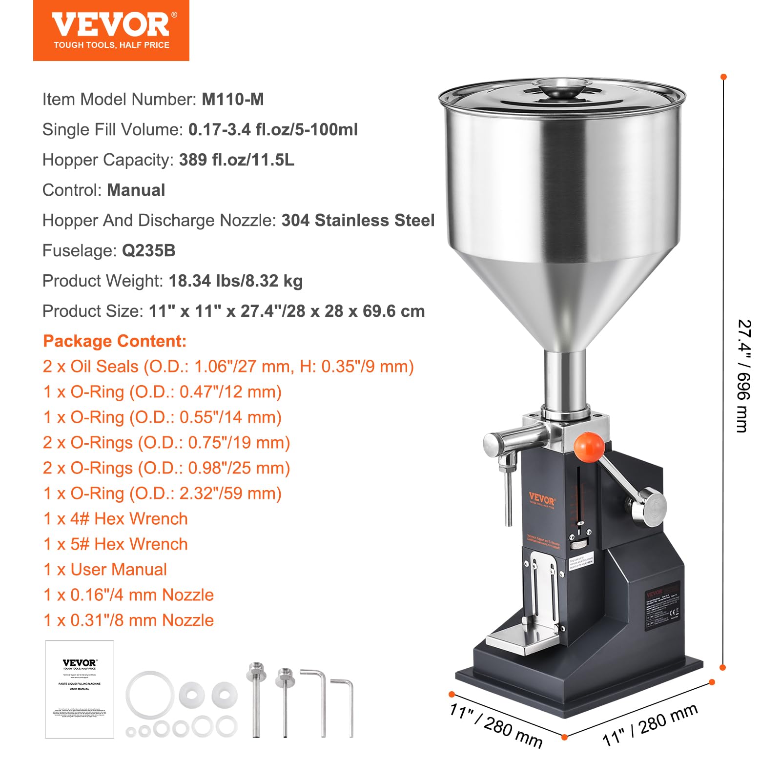 VEVOR disassembled parts for easy cleaning and maintenance benefit