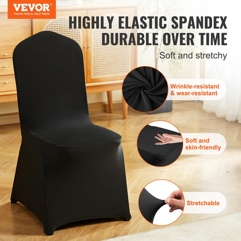 VEVOR close-up of black polyester-spandex texture, durable comfort benefit