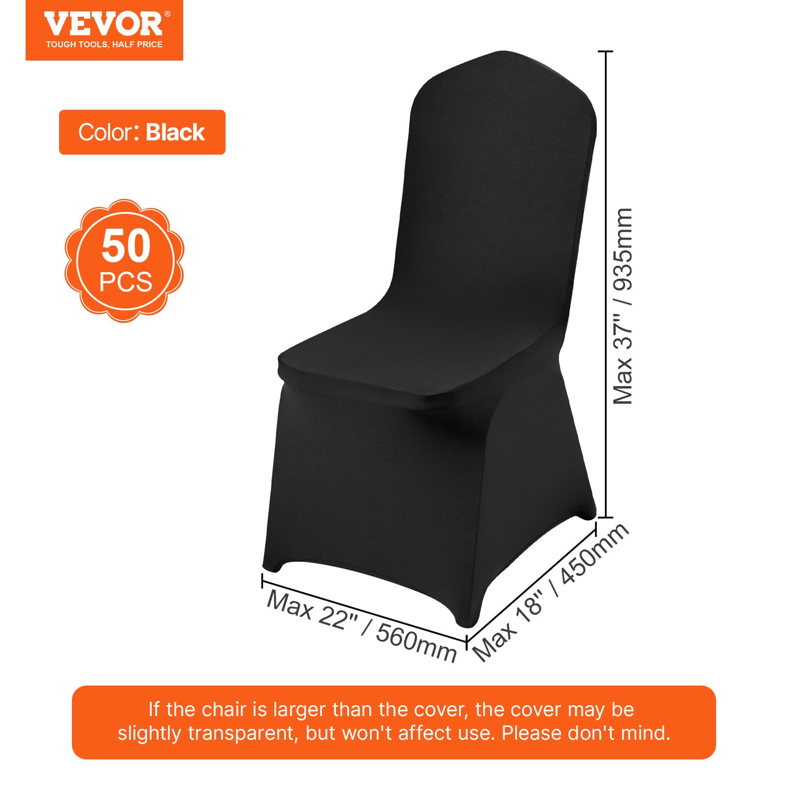 VEVOR cover on chair next to ruler for scale, fit assurance benefit