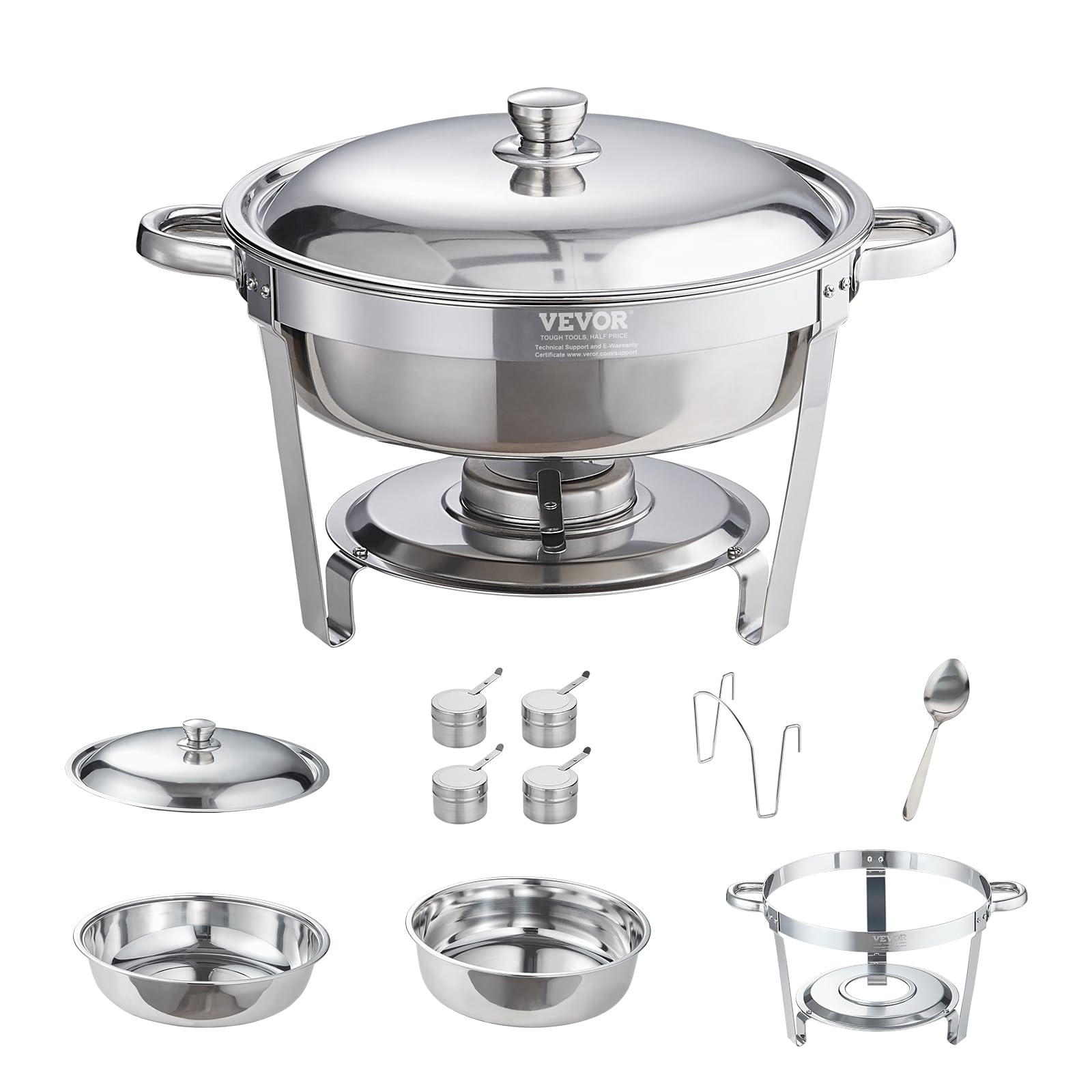 VEVOR lifestyle buffet display with chafers presenting hot dishes for guests