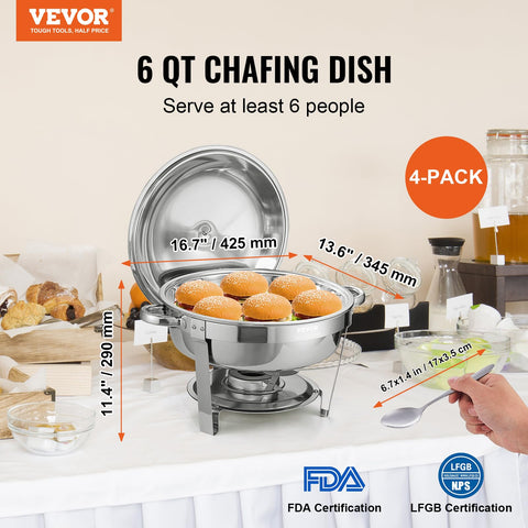 VEVOR open top with lid lifted showing full-size 5QT food pan ready to serve