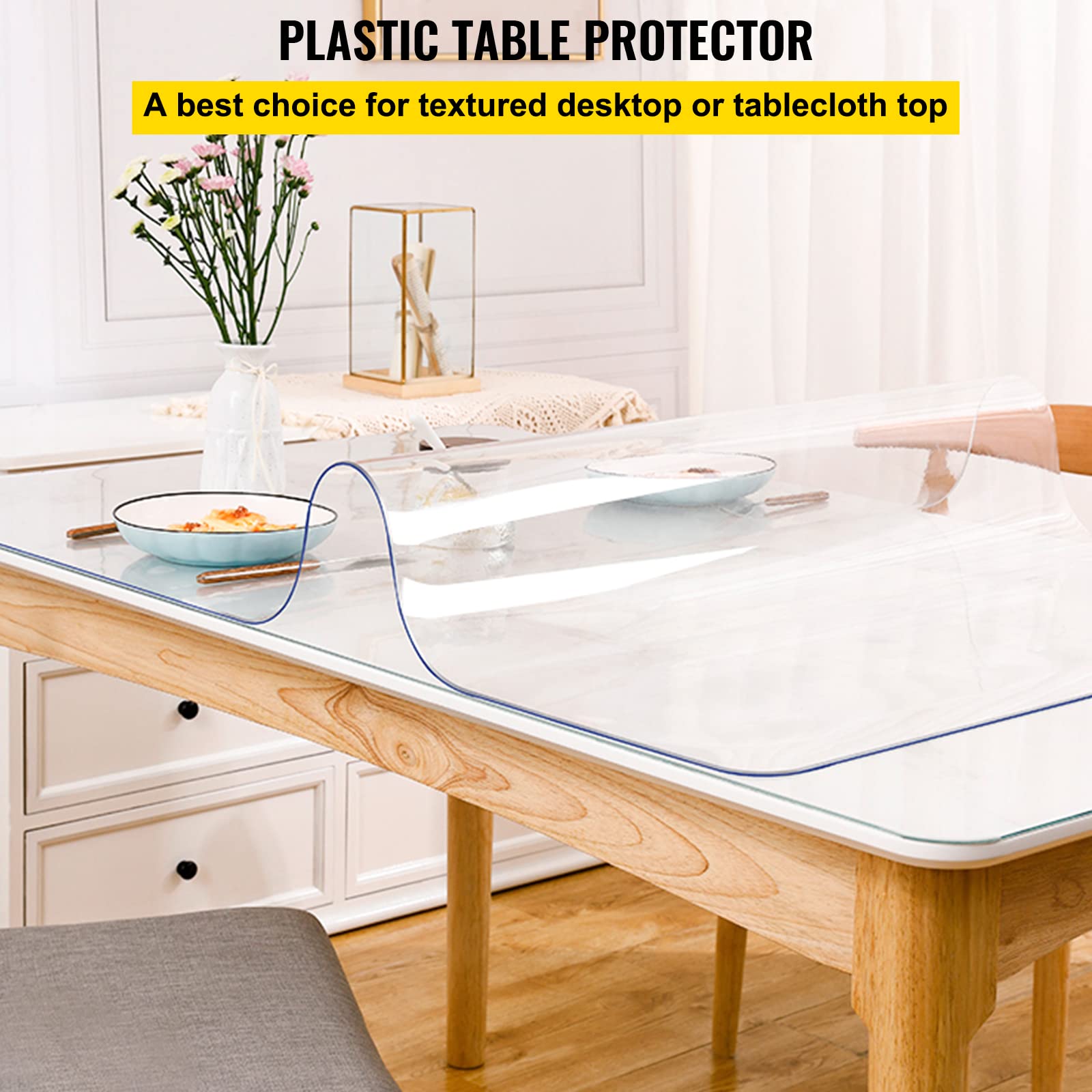 VEVOR clear mat on wood table lifestyle preserves original wood beauty