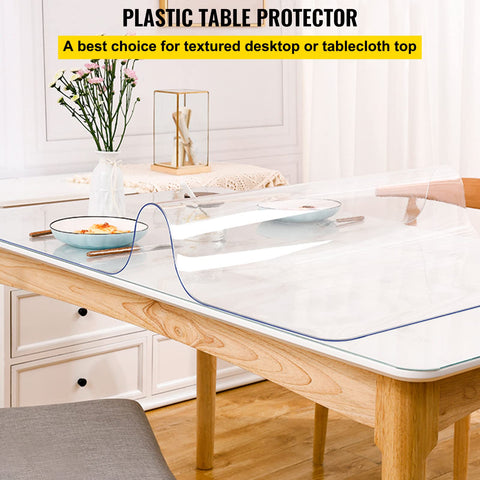 VEVOR clear mat on wood table lifestyle preserves original wood beauty