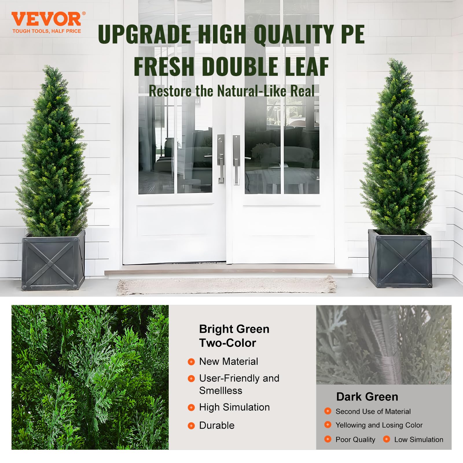 VEVOR close-up of PE foliage texture, realistic look and low maintenance