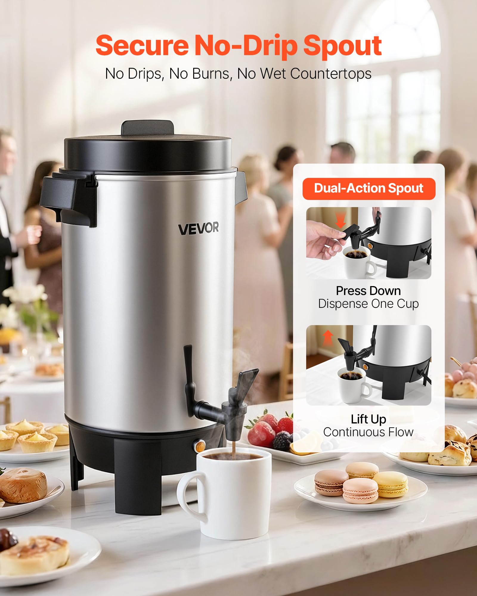 VEVOR pouring action demonstrating fast, drip-free service