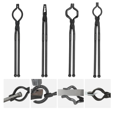 VEVOR front view of all four tongs showing set versatility and durable finish