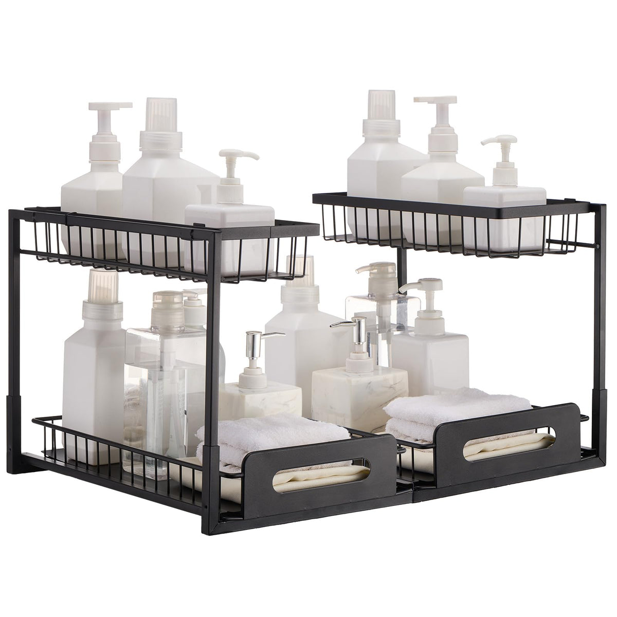 VEVOR front view of 2-tier organizer showing neat storage benefit
