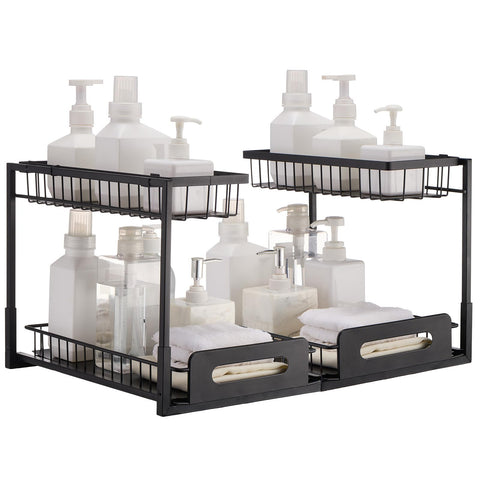 VEVOR front view of 2-tier organizer showing neat storage benefit