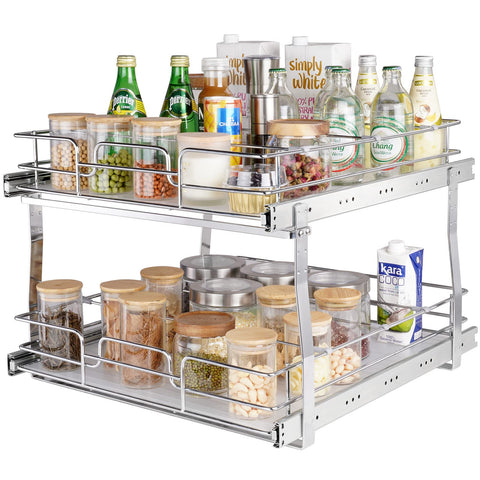 VEVOR front view of two-tier pull-out organizer showing full extension and accessibility