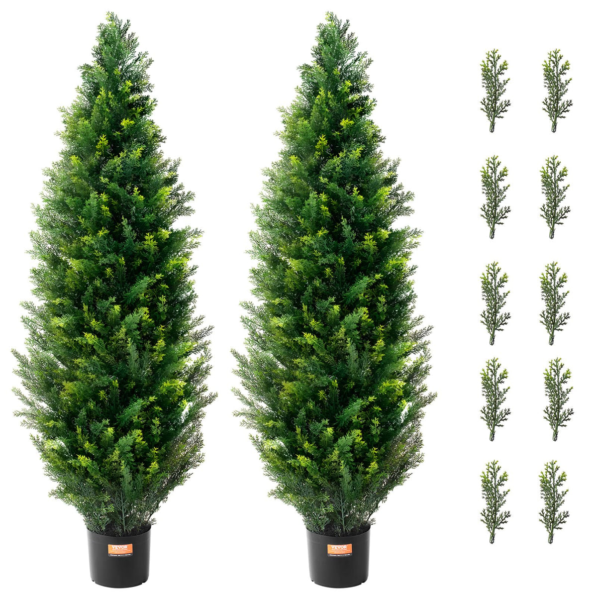VEVOR front view showing two potted cedar trees, adds instant curb appeal