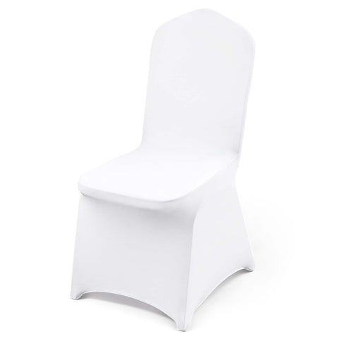 VEVOR front view of white chair cover showing clean fit and uniform look