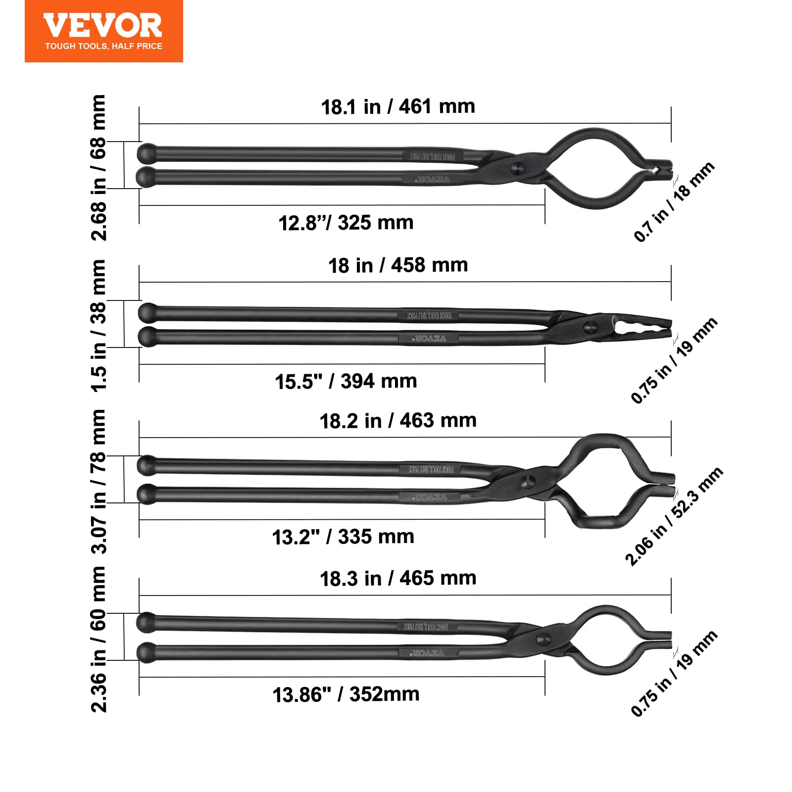 VEVOR ergonomic handle with rounded end stop for safer comfortable grip