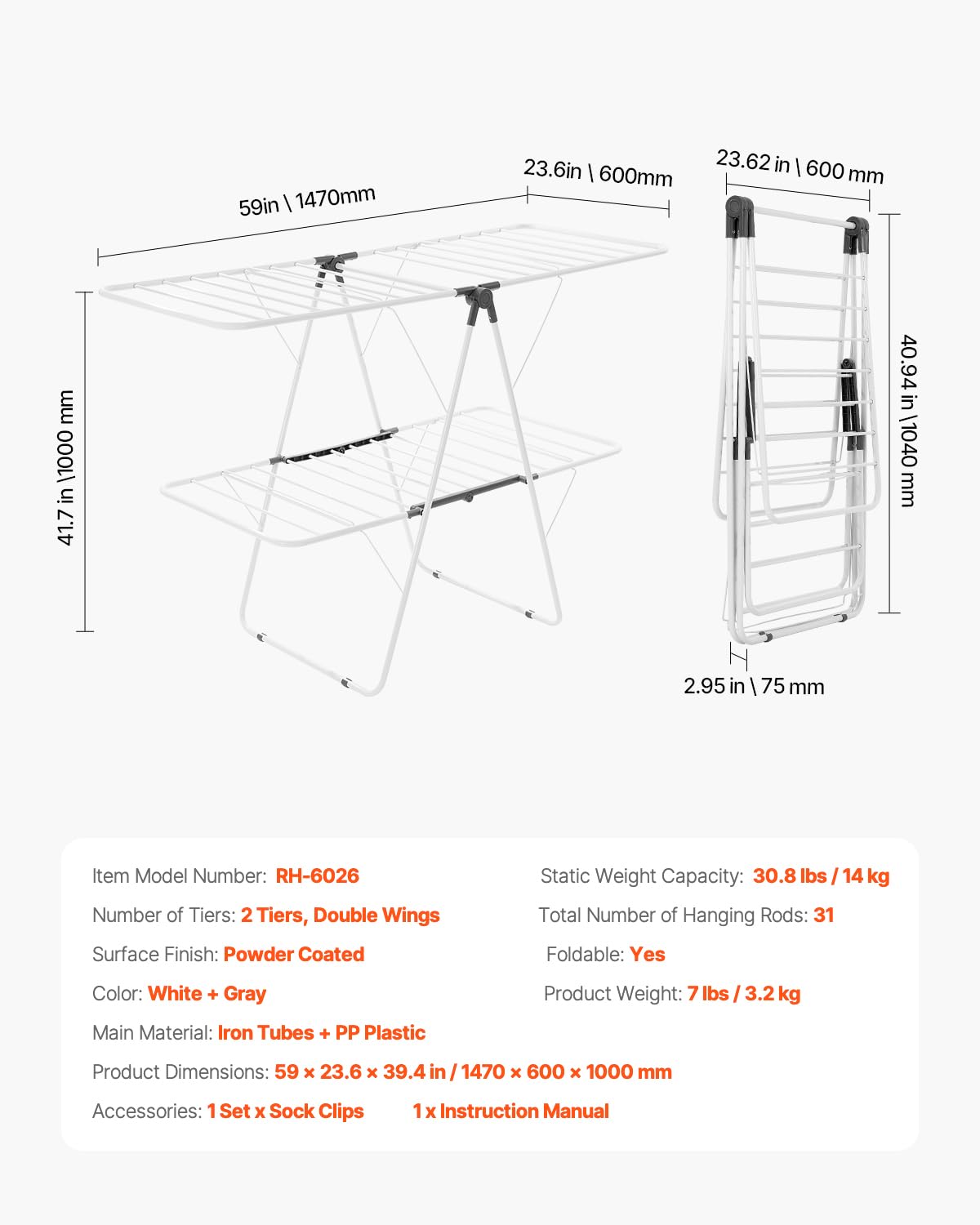 VEVOR loaded with towels and sheets demonstrating sturdy 14 kg capacity