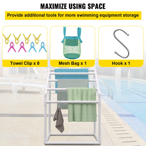 VEVOR towel clips displayed securing towels to prevent wind loss at pools