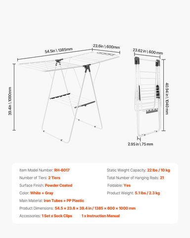VEVOR drying rack next to laundry basket showing size and capacity comparison