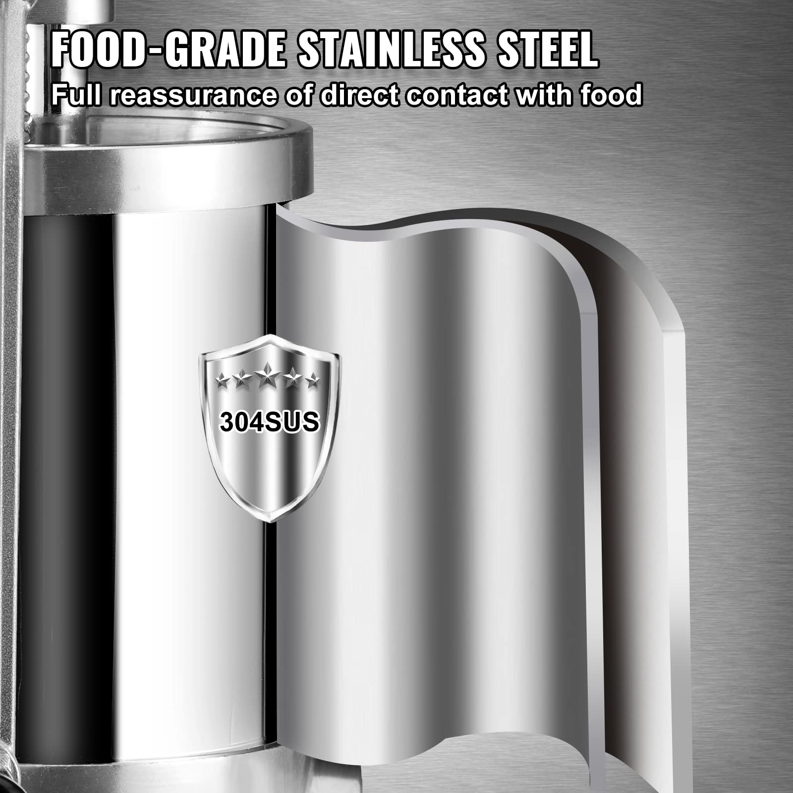 VEVOR three stuffing nozzles displayed for different sausage diameters and recipe flexibility