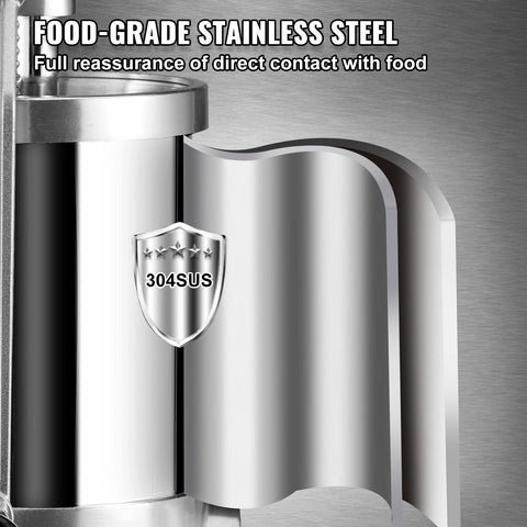 VEVOR three stuffing nozzles displayed for different sausage diameters and recipe flexibility