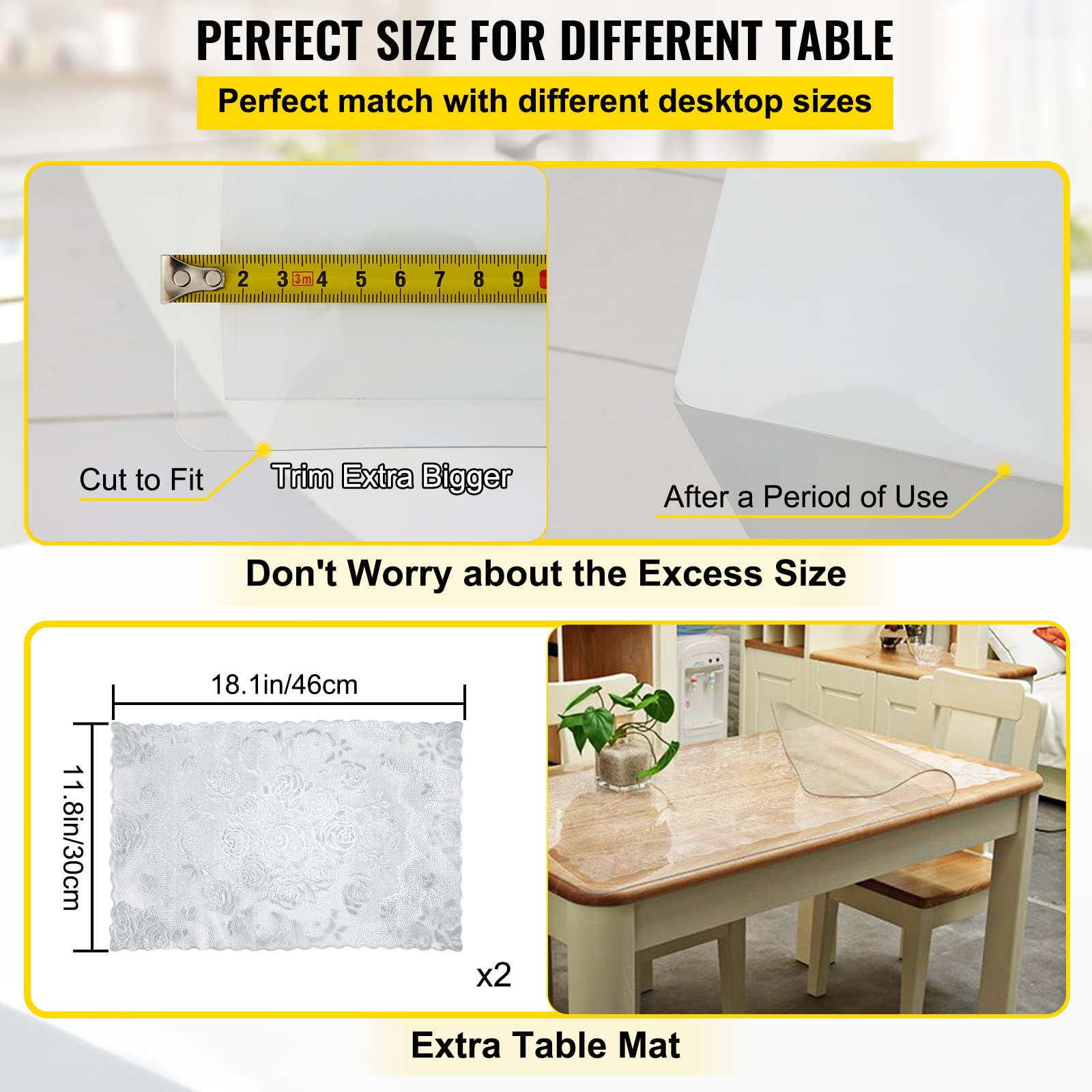 VEVOR trimmed-to-fit showing cut line enables custom sizing