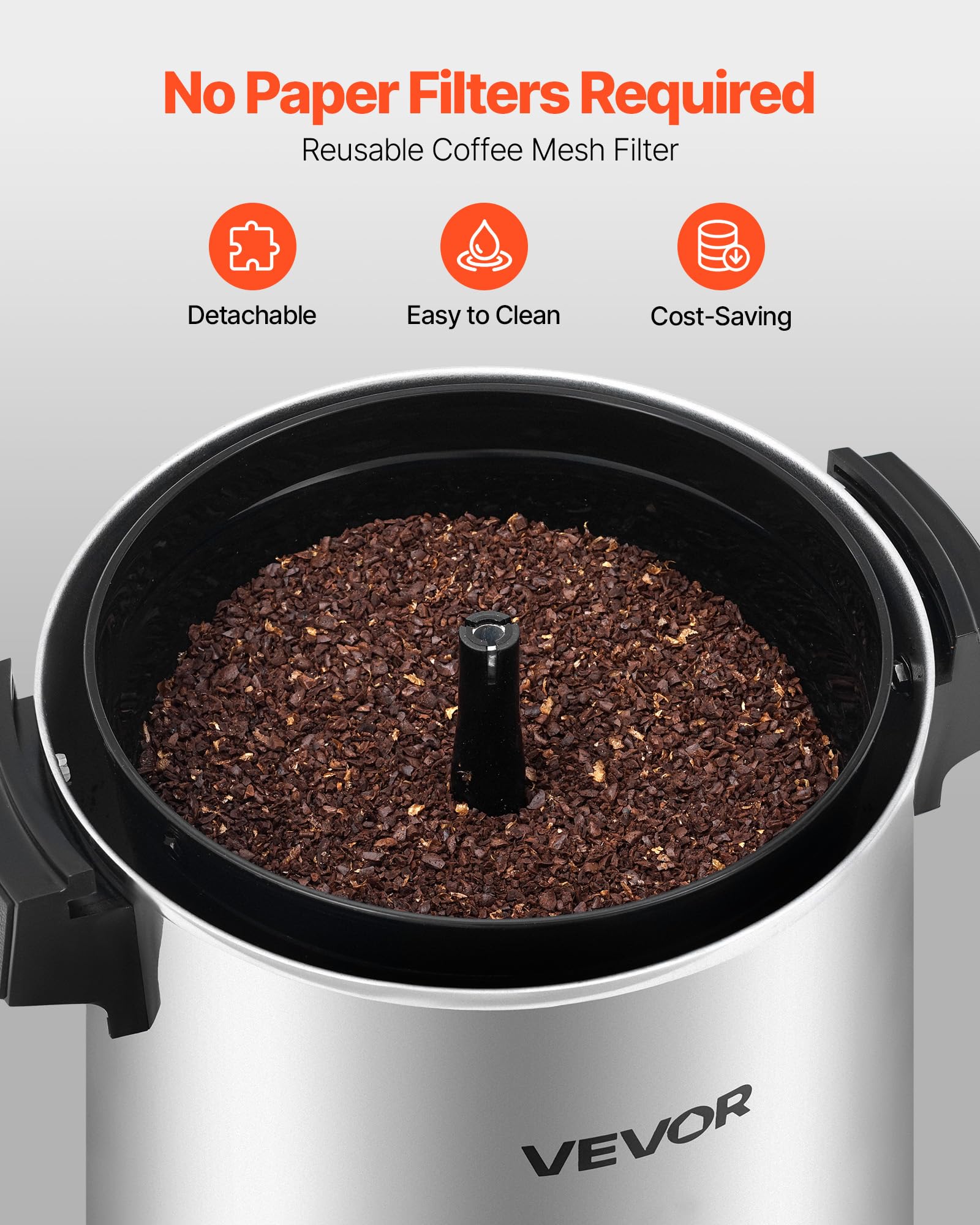 VEVOR spout detail illustrating dual no-drip design for clean pours