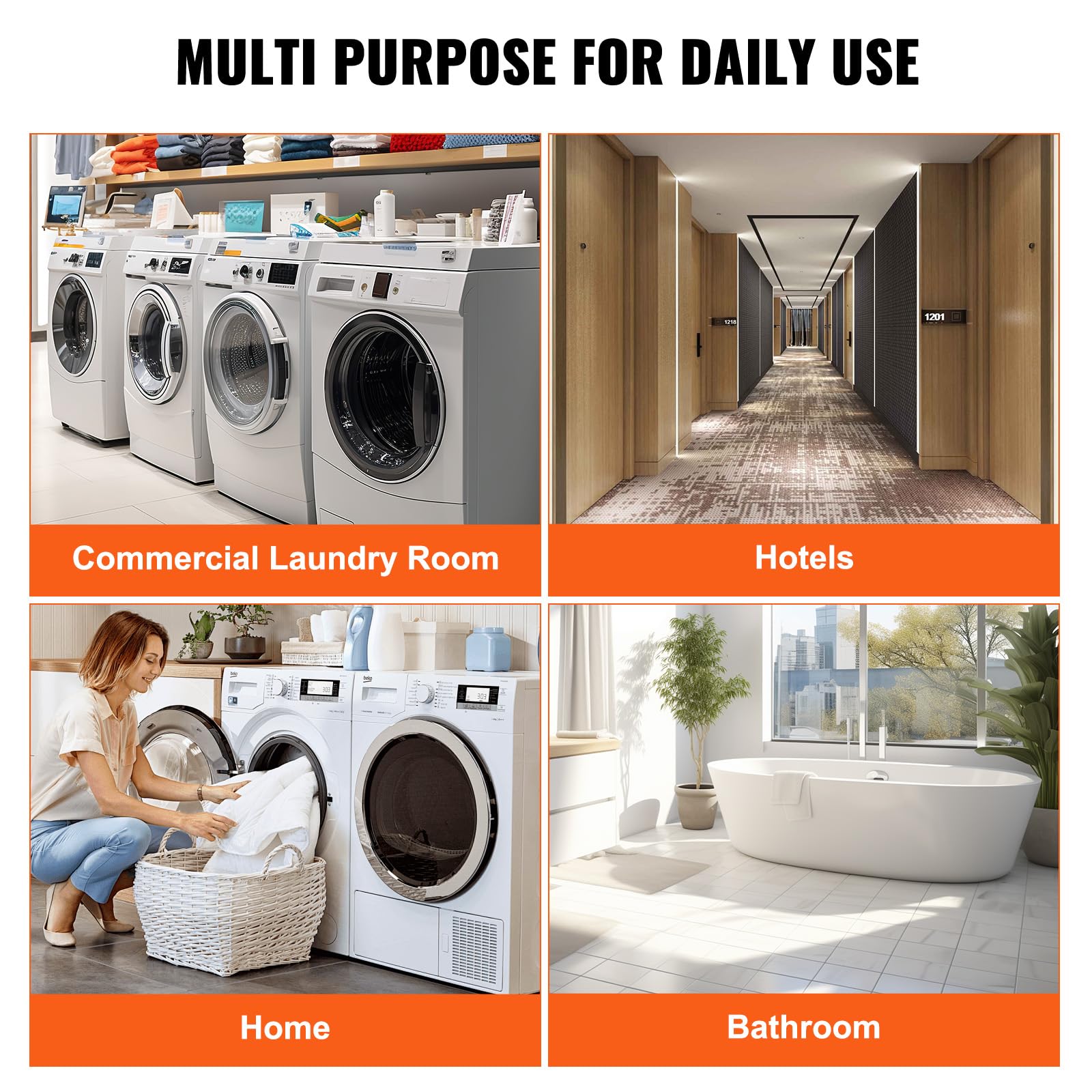 VEVOR cart in a laundry room showing practical storage and transport benefit