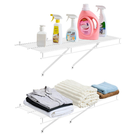 VEVOR front view of two-pack wire shelves showing compact storage benefit