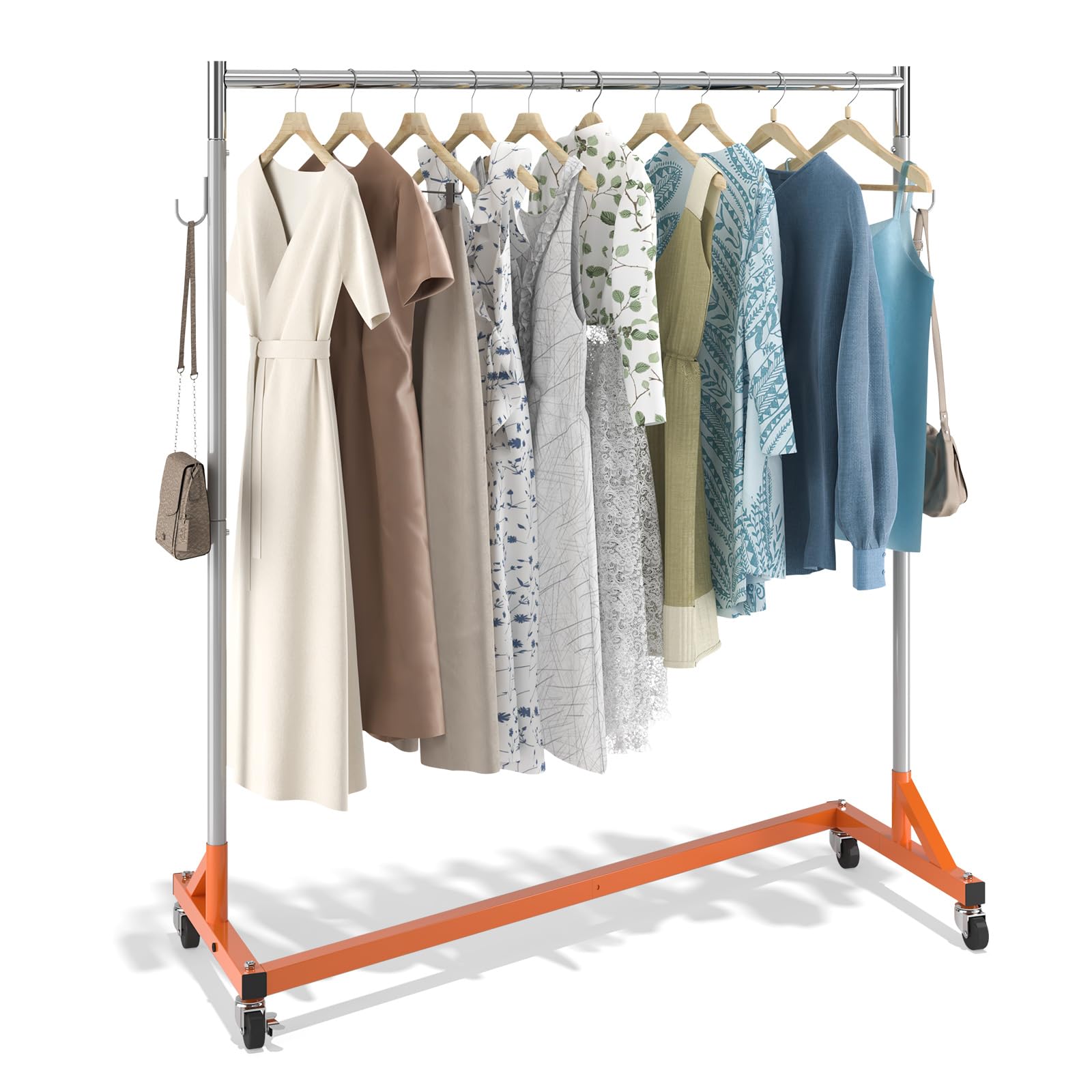 VEVOR Z Rack front view showing sturdy frame and bright orange finish for visibility