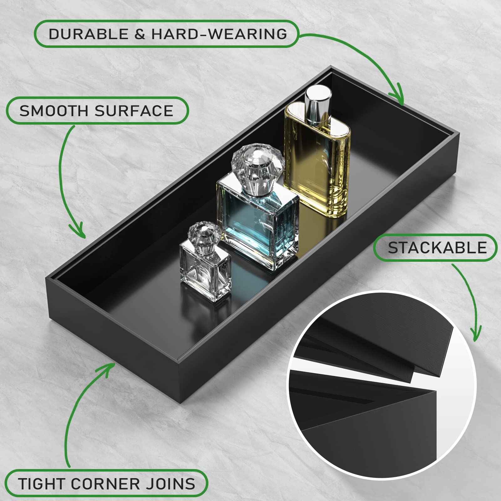 VeyFey tray in use on toilet holding tissues and candle for easy access