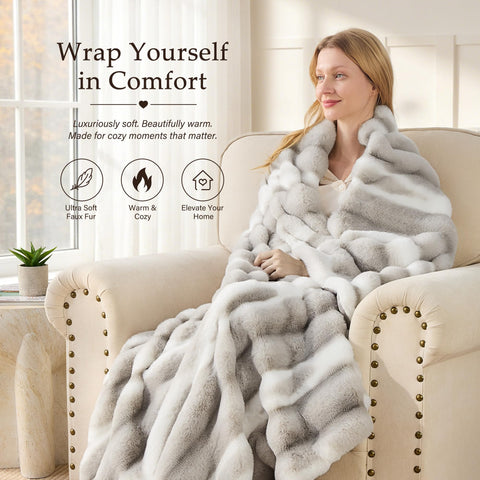 VFROO close-up of faux rabbit fur pile highlighting ultra-soft texture for cozy comfort