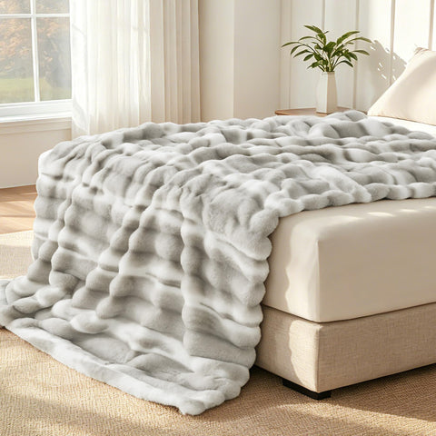 VFROO blanket beside a chair showing 50×60 scale for easy size reference