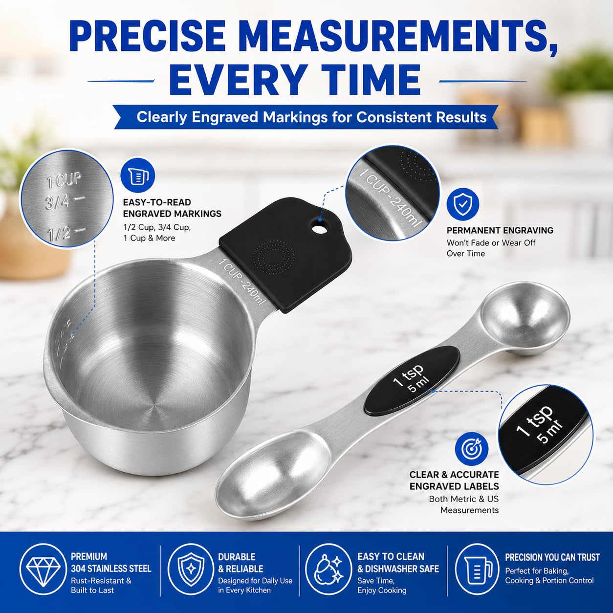 vfuni magnetic cups stacked on countertop for tidy, space-saving storage