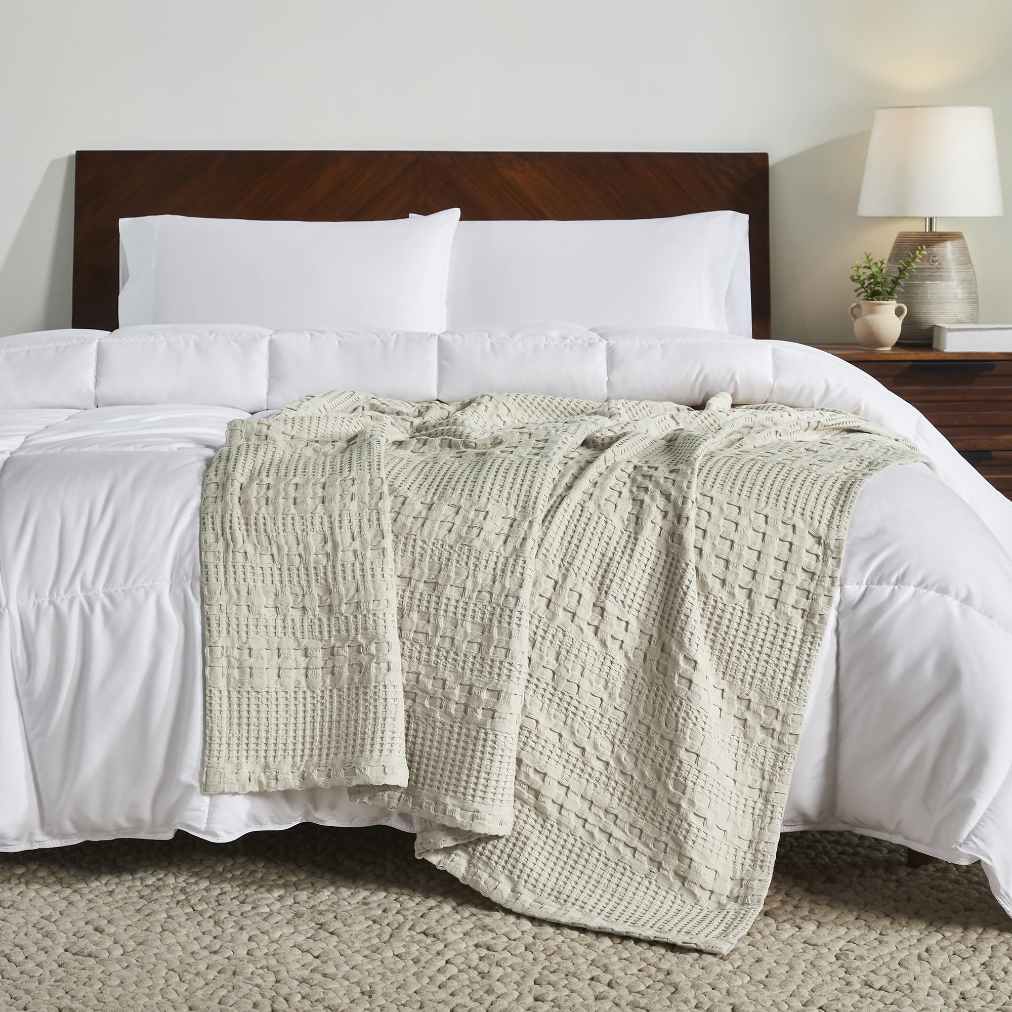 VHC Brands throw at bed footboard adding farmhouse warmth and decorative layering