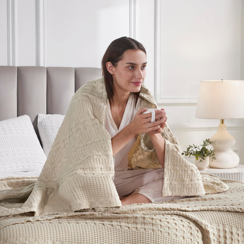 VHC Brands waffle weave close-up highlighting texture and soft cotton comfort
