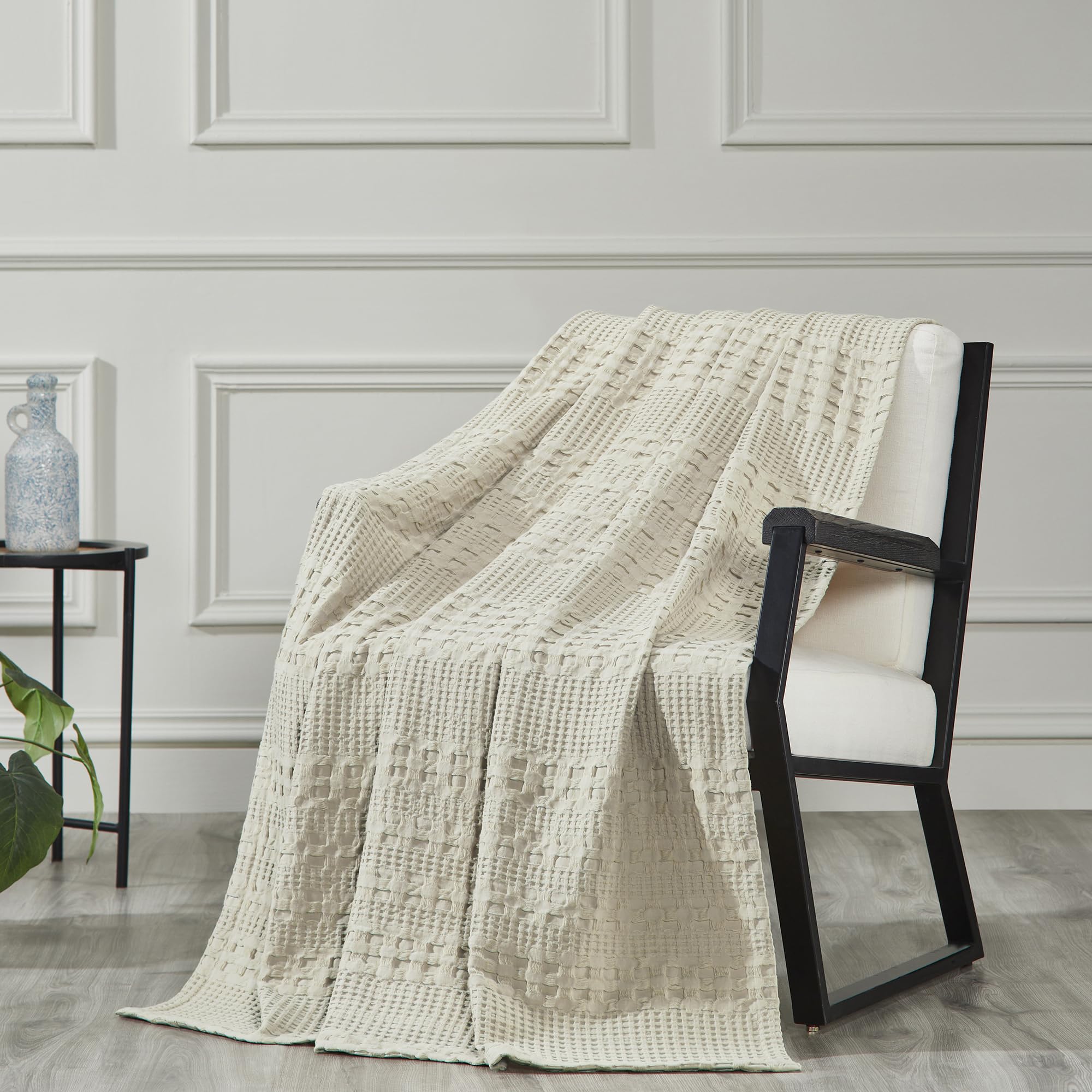VHC Brands throw front view showing natural color and neat edges for versatile styling