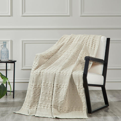VHC Brands throw front view showing natural color and neat edges for versatile styling
