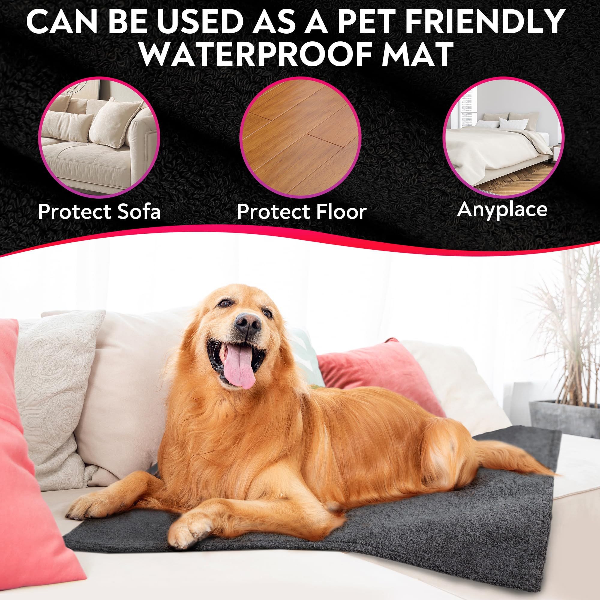 VIBEY laid on bed demonstrating full coverage and spill protection during sleep