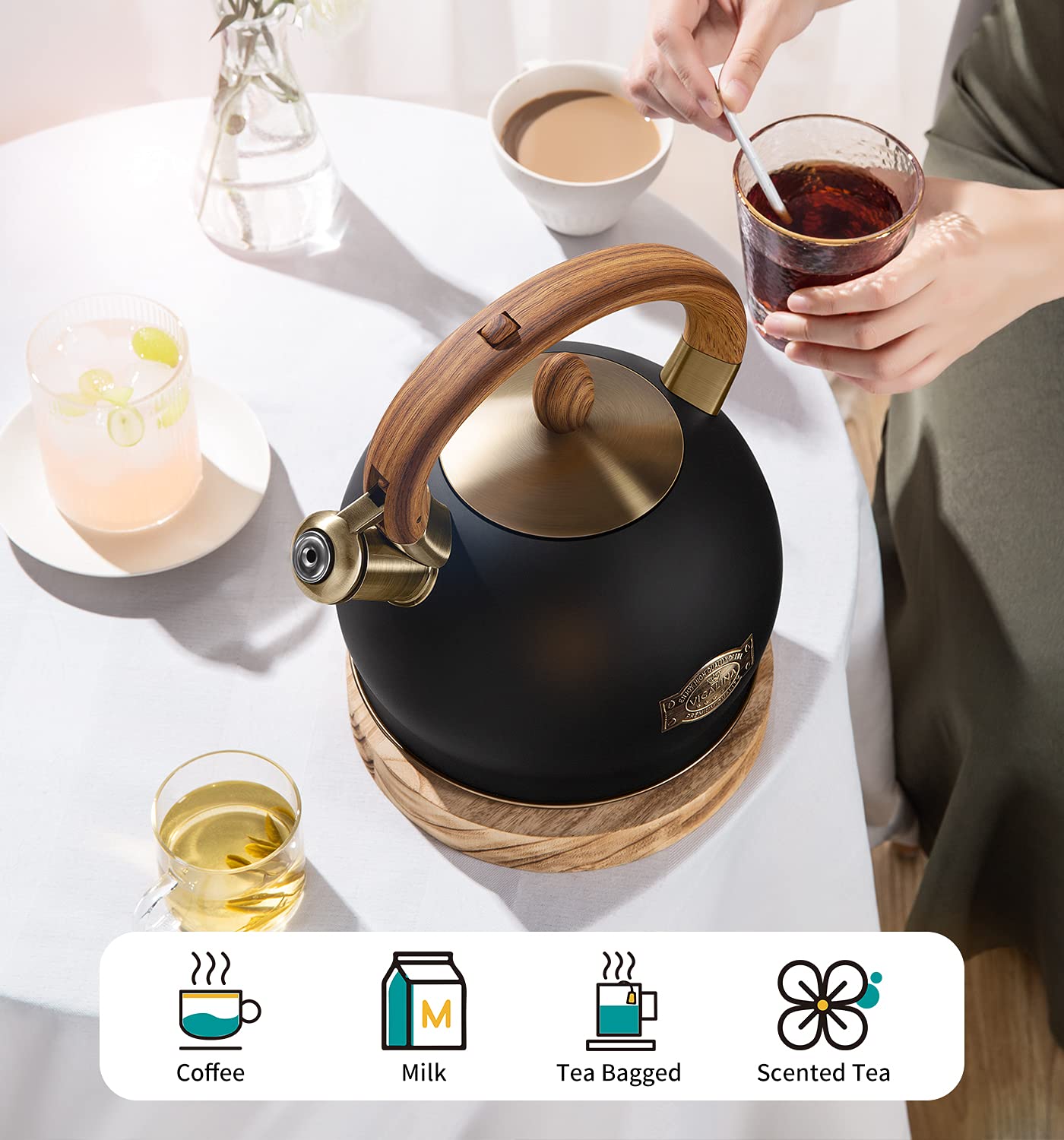 VICALINA kettle in kitchen lifestyle shot conveying durable design and convenience
