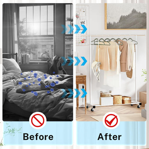 VICERII rack in bedroom setting demonstrating space-saving and easy access