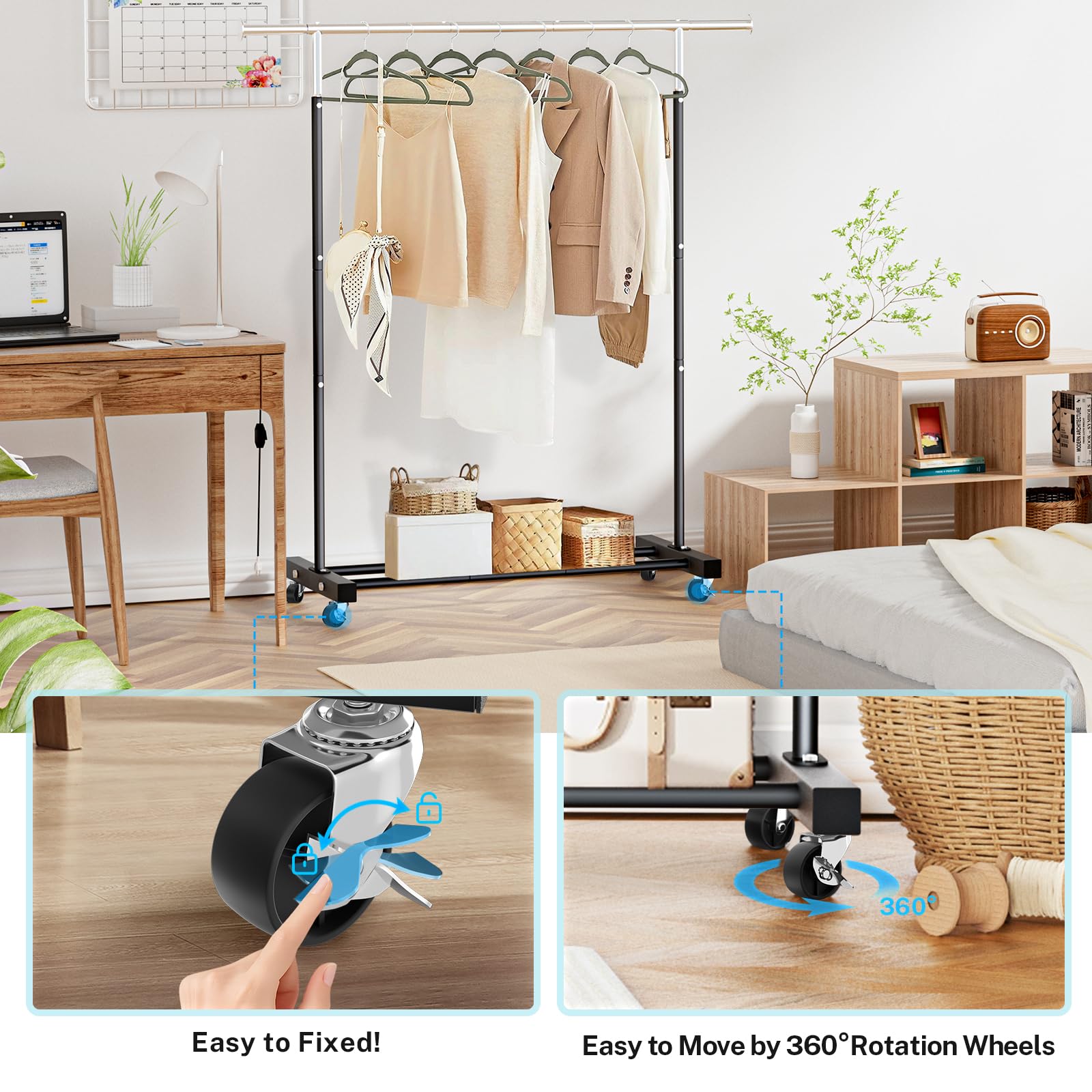 VICERII side extension rods holding hats and scarves for accessory organization benefit